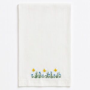 White Embroidered Linen Hand Towel